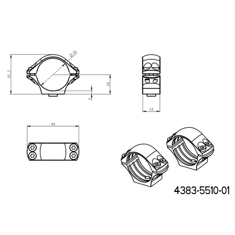 Base Picatinny QD Ergo de 30 mm anillas para visor | larga 