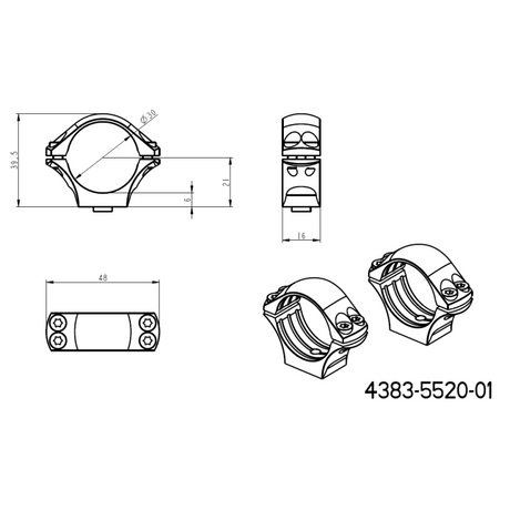 Base Picatinny QD Ergo de 30 mm anillas para visor | larga 