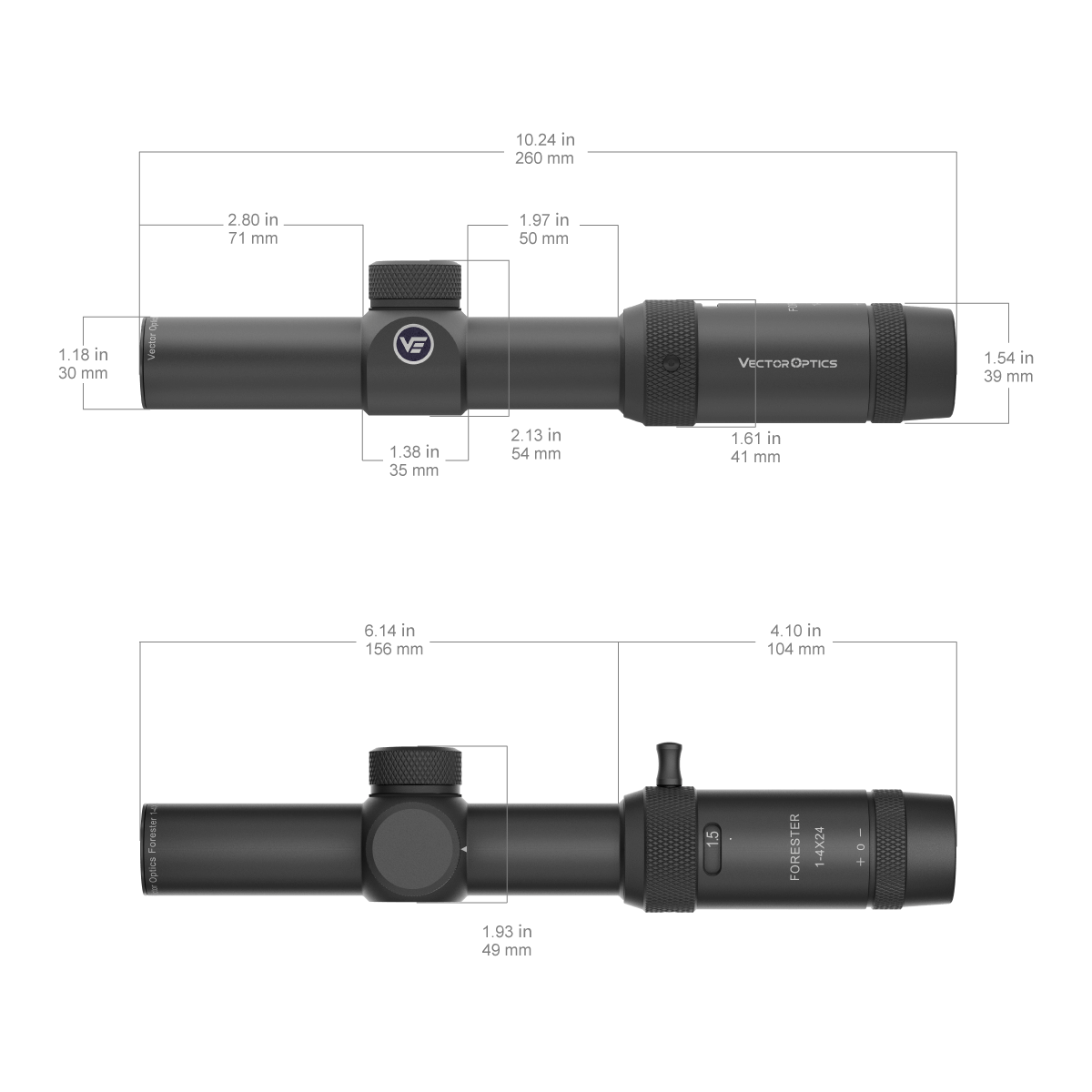 Vector Optics Visor de rifle Forester 1-4x24SFP 