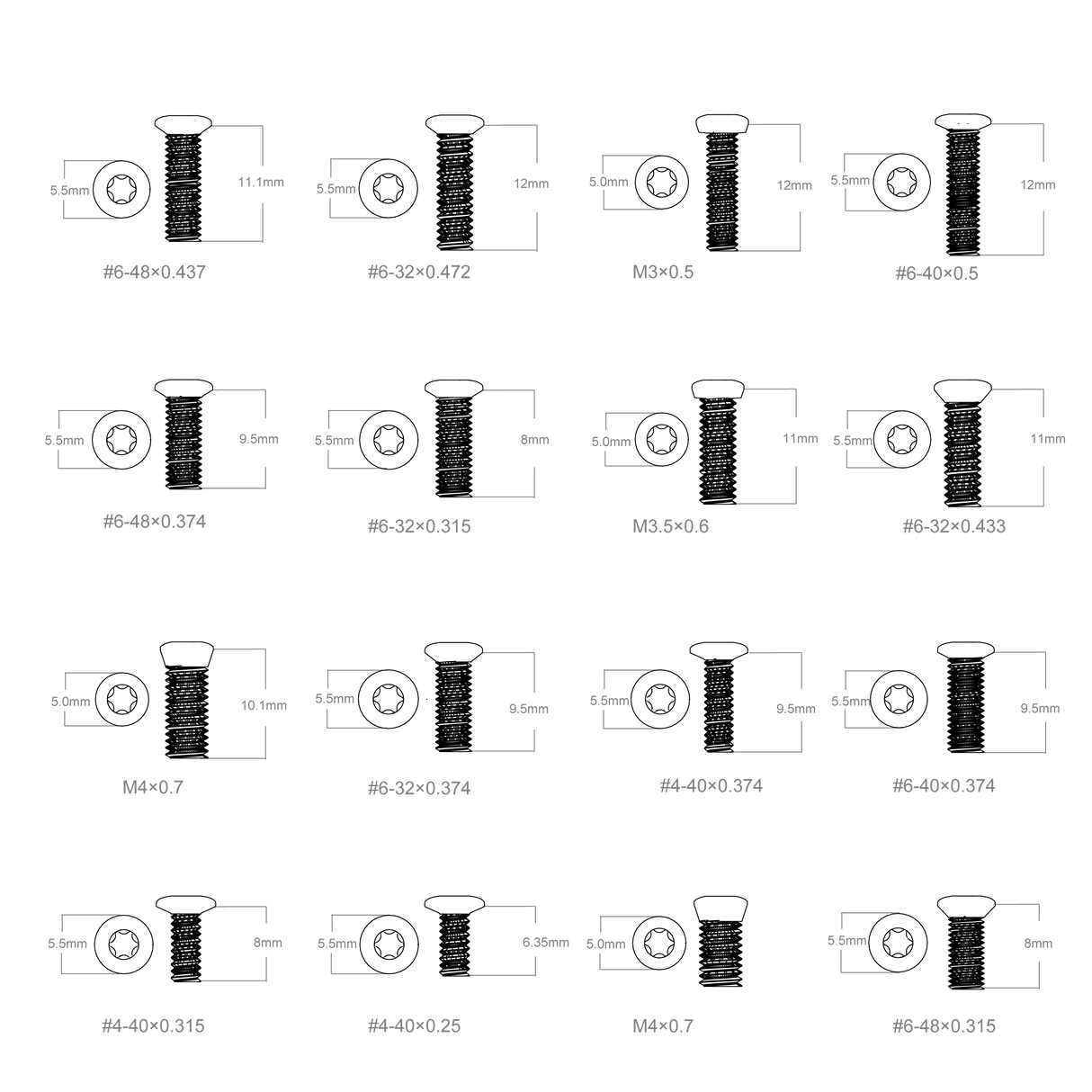 Juego de tornillos 