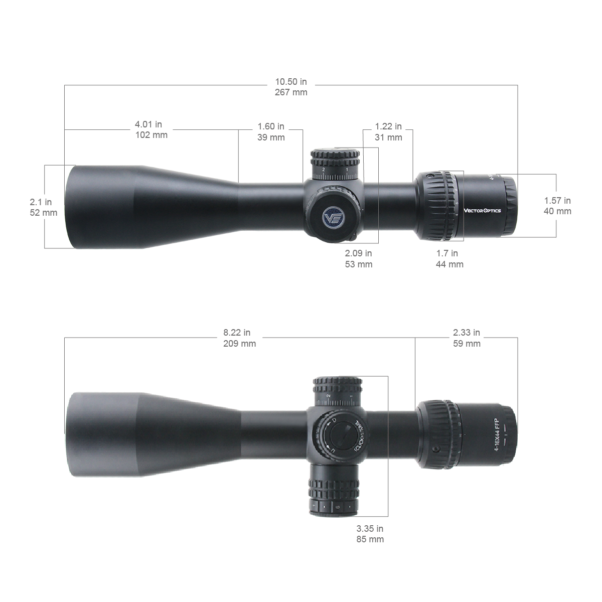 Vector Optics Veyron 4-16x44 IR Alcance de rifle iluminado de primer plano focal 