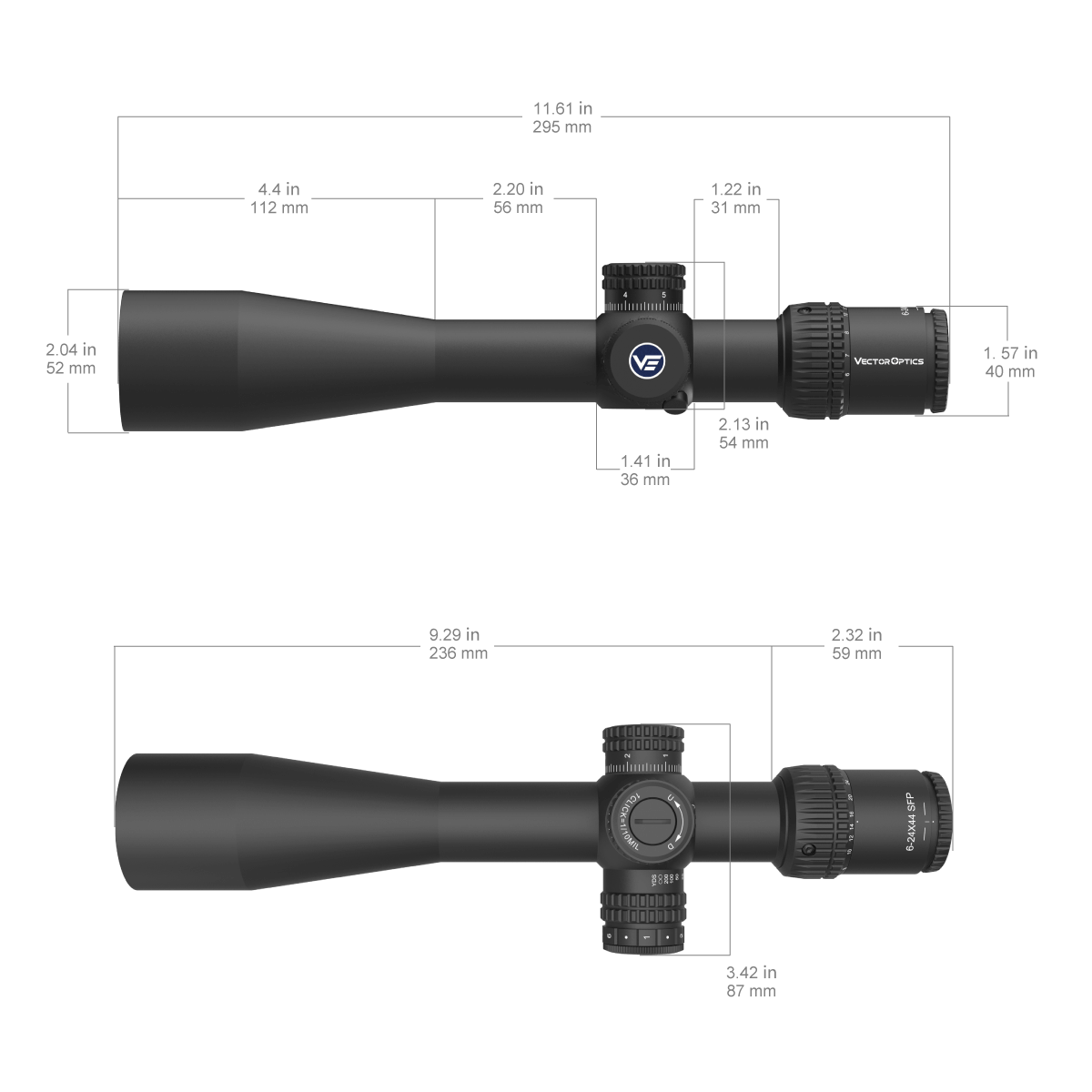 Vector Optics Mira telescópica compacta Veyron 6-24x44IR SFP 