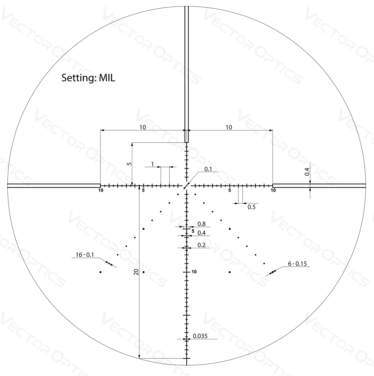 Vector Optics Veyron 4-16x44 IR Alcance de rifle iluminado de primer plano focal 